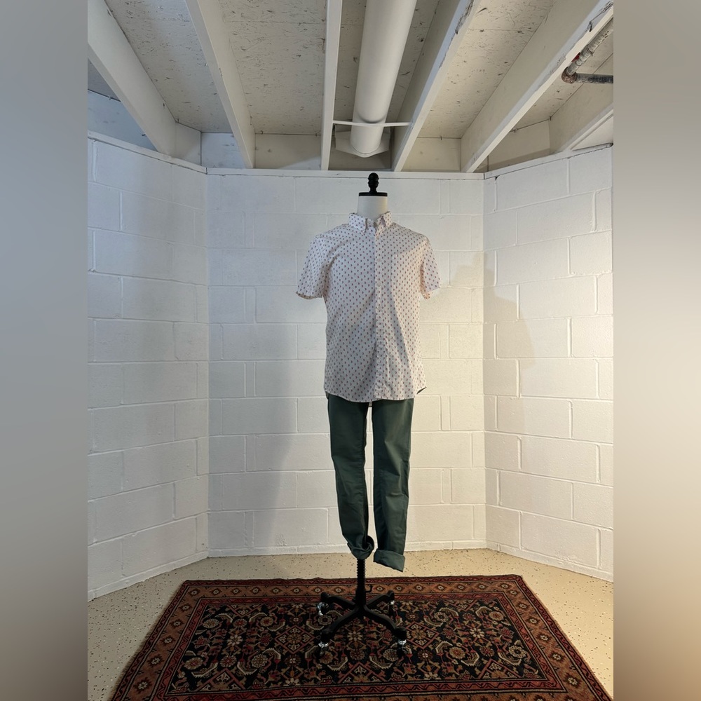 Medium American Eagle Short Sleeve Paisley Print Oxford